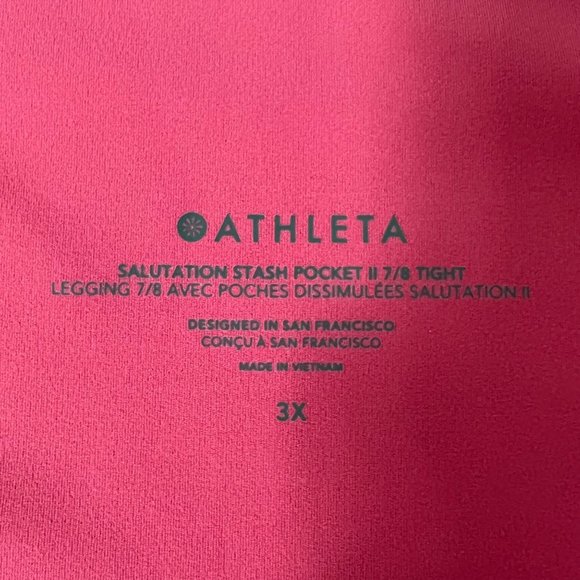 Athleta Plus Salutation Stash Pocket II 7/8 Tight Leggings Pink size 3X - Picture 8 of 14